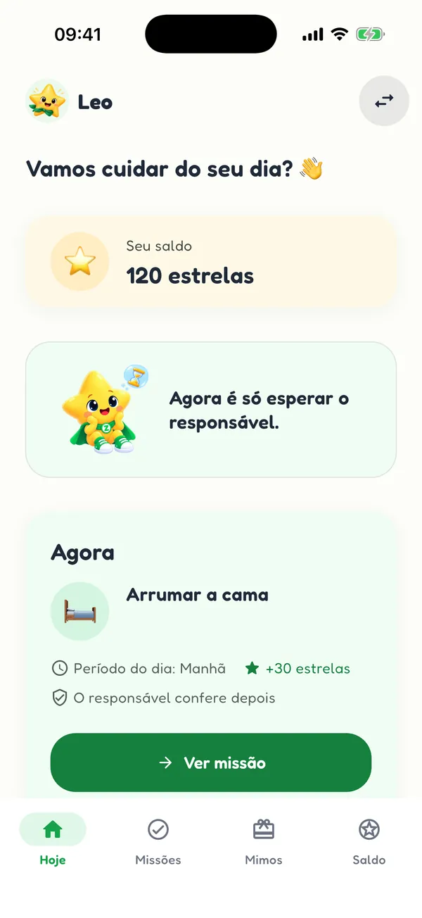 Captura real da tela inicial infantil do Zeni